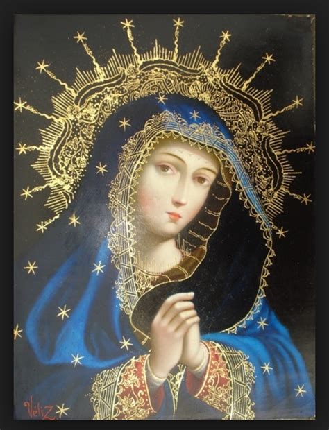 Here Mary Is Wearing Blue Robes Symbolizing Her Divine Nature Mother Mary Blessed Virgin