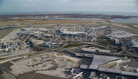 John F Kennedy International Airport In Autumn Aerial Stock Photo