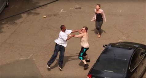 Shocking Footage Of Street Fight Shows Man Woman And Dog In Violent