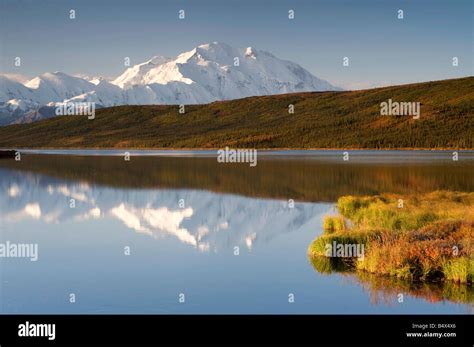 Mount Mckinley From Wonder Lake Denali National Park Alaska Stock