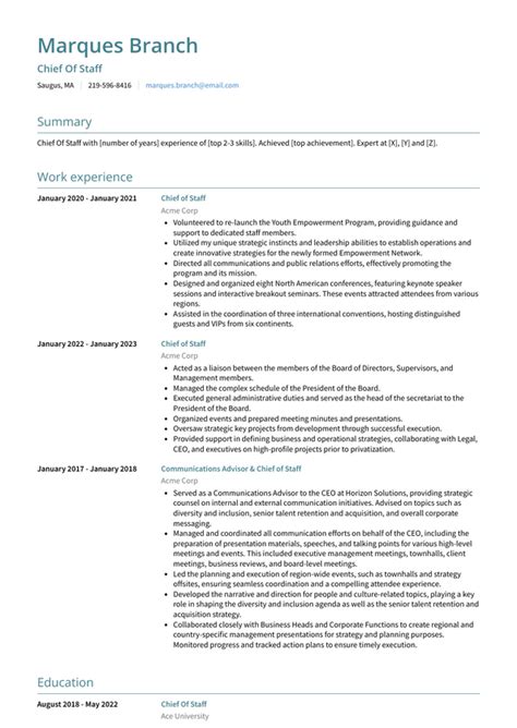 3 Chief Of Staff Resume Examples And Templates