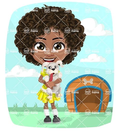 Cute Curly African American Girl Cartoon Vector Character Aka Alana