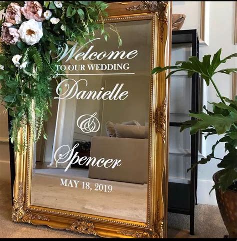Personalized Wedding Welcome Sign Mirror Vinyl Sticker Simple Etsy In