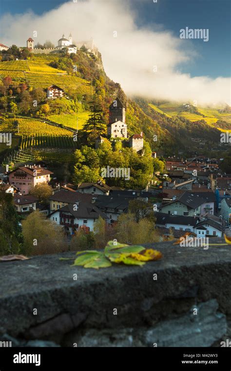 An Autumn View Of The Village Of Klausen Chiusa Bolzano Province