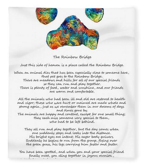 When beloved pets die, they go to this place. Rainbow Bridge Poem With Colorful Paw Print By Sharon ...