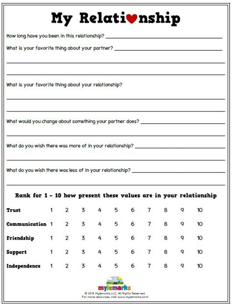 free couples therapy worksheets