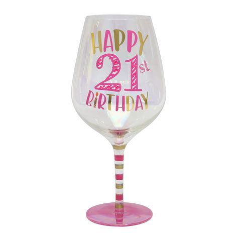 Topshelf Decorative Luster Glass Oversized 21st Birthday Wine Glass With T Box