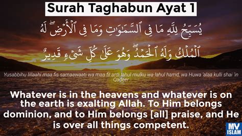 Surah Taghabun Ayat 1 641 Quran With Tafsir My Islam