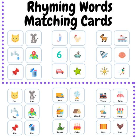 Rhyming Words Matching Cards Download Now Etsy