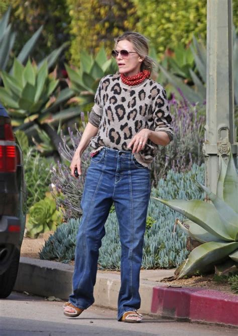 Michelle Pfeiffer In An Animal Print Sweater Leaves Her Home In Pacific