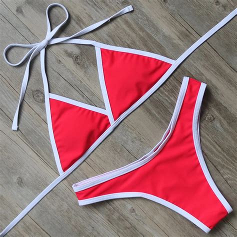 Aliexpress Buy Newest Micro Bikinis Sexy Solid Bandage Swimming