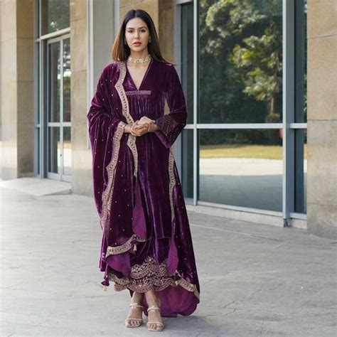Designer Velvet Suit Salwar Kameez Pakistani Wedding Suit Etsy India