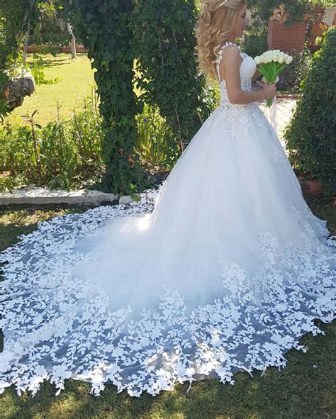 Princess Ball Gown Lace White Wedding Dresses With Straps Wd647 Siaoryne