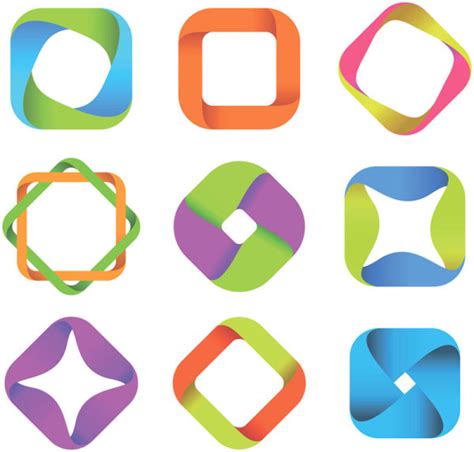 Set Of Colored Abstract Logo Design Elements Vector Free Vector In