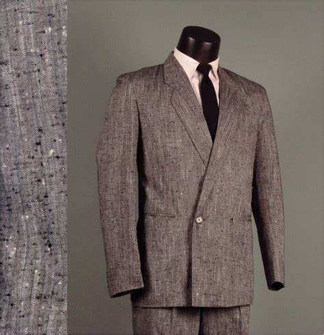 Vintage Mens Suit 1980s Miami Vice Style Grey Flecked Double Etsy