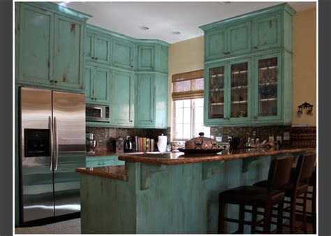 Spend this time at home to refresh your home decor style! distressed blue kitchen cabinets - Google Search ...