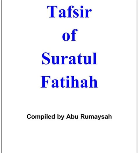 Tafsir Of Surah Al Fatihah