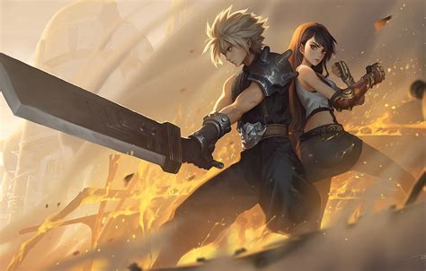 Wallpaper Swords Final Fantasy Vii Cloud Strife Tifa Lockhart