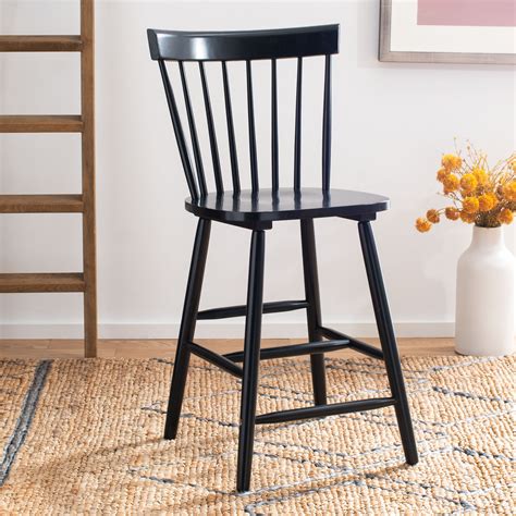 Safavieh Providence Solid Spindle Back Counter Stool Black
