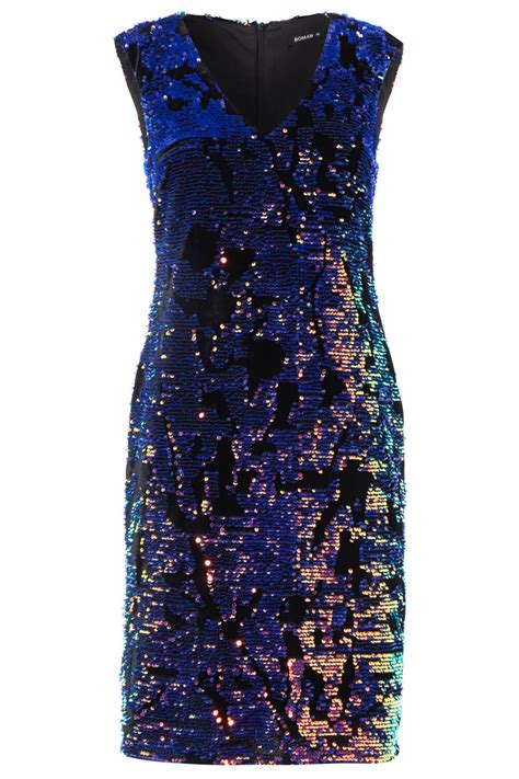 Velvet Sequin Embellished Dress In Multi Roman Originals Uk