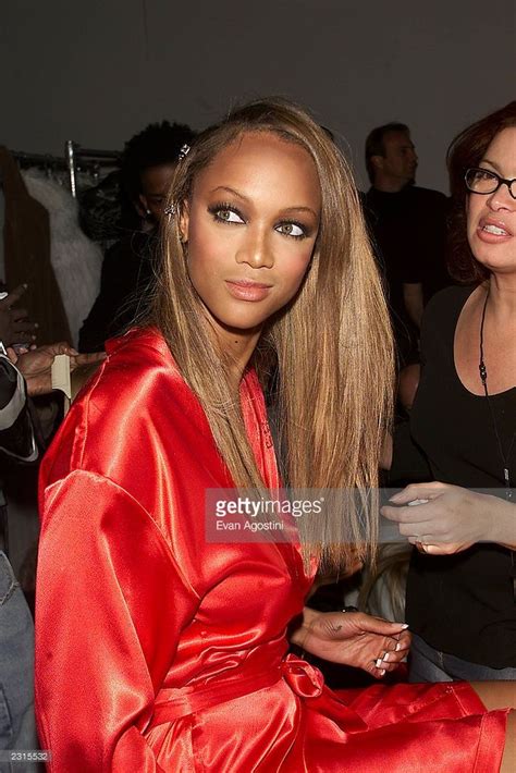Tyra Banks Backstage In Hair And Make Up Before The Victorias Secret