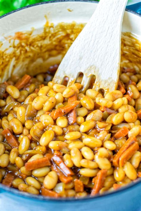 To make baked beans, you should first measure out your beans, rinse them in a colander, and pick through them to remove any bits. Boston Baked Beans vegan - Contentedness Cooking