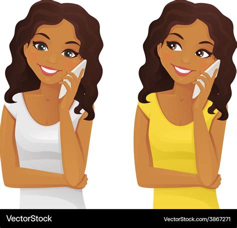 Black Woman Phone Talking Royalty Free Vector Image