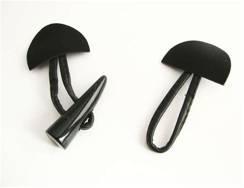 2 Black Toggle Buttons Large Leather Toggles With Loops A Pair Of
