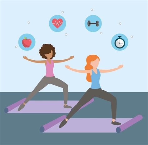 Dibujos Animados De Fitness De Salud Vector Premium