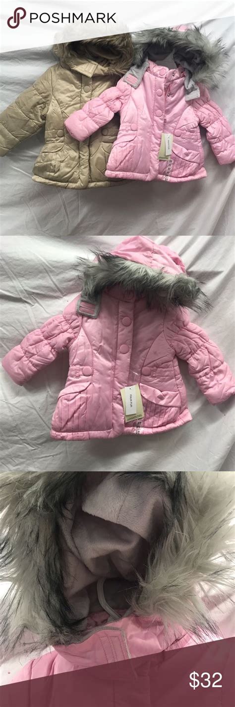 London Fog Girls Jacket Coat With Faux Fur Lined