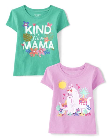 Baby And Toddler Girls Short Sleeve Kind Like Mama And Llama Graphic