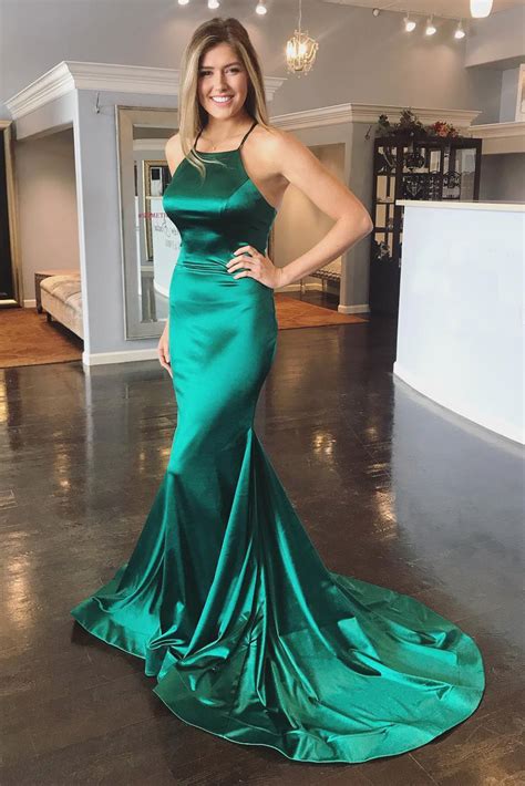 Sexy Dark Green Prom Dress Halter Formal Evening Gown For Senior High