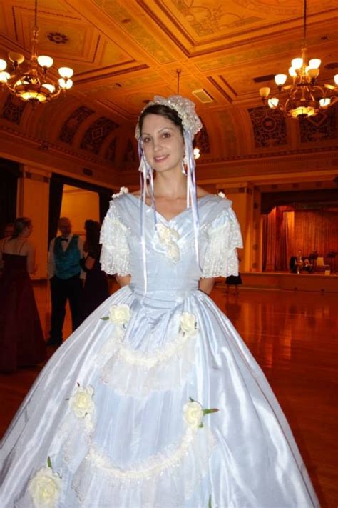 A magnificent victorian antique crinoline ball gown dating to the 1850s / early 1860s, with wonderful fabric and in great condition. 1860's Ice Blue Ball Gown | Blue ball gowns, Ball gowns ...