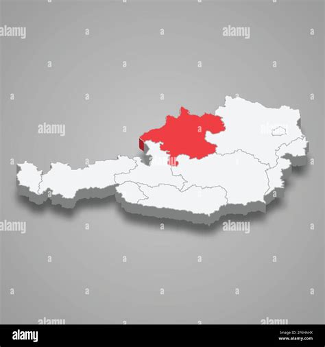 Upper Austria Region Location Within Austria 3d Isometric Map Stock