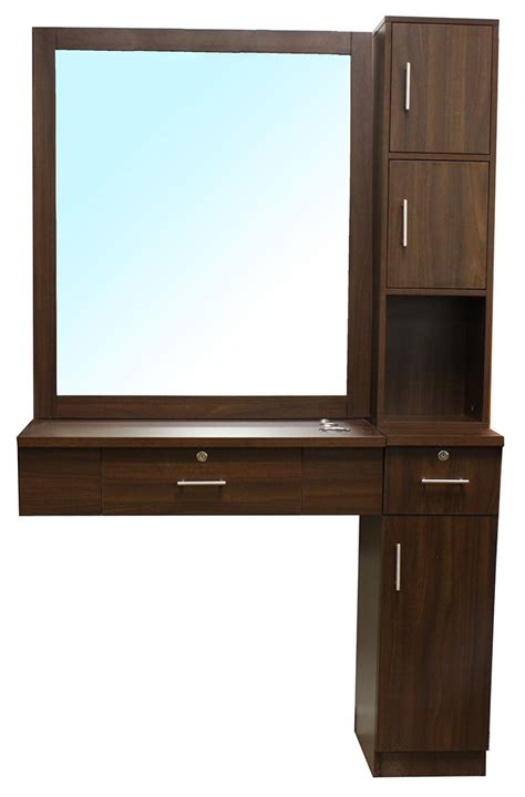 The mdf board surface is veneered in slick uniform black color. Styling Stations and Cabinets for Hair Salon and ...