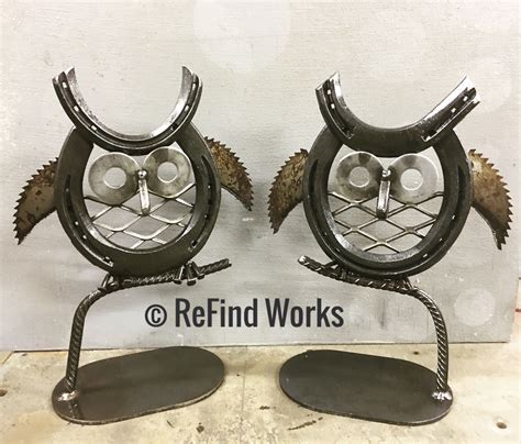 Horshoe Owl Metal Art Sculpture By ReFind Works Brian Quail Metal Art