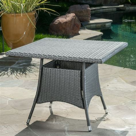 Ramsey Outdoor Wicker Square Dining Table Grey