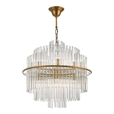 Lukas 13 Light Art Deco Style Ceiling Pendant Antique Gold And Glass