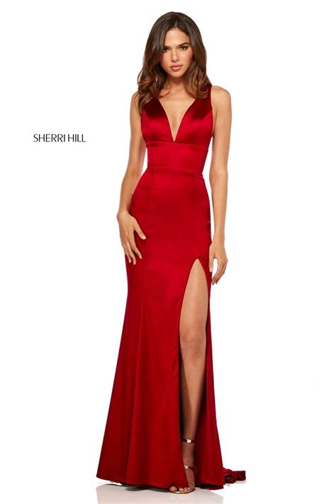 Sherri Hill 52549 Dress In 2021 Sleek Prom Dress Red Prom Dress Long Red Prom Dress
