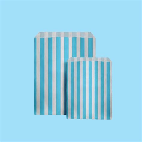 Light Blue Candy Stripe Paper Bags Happy Pack