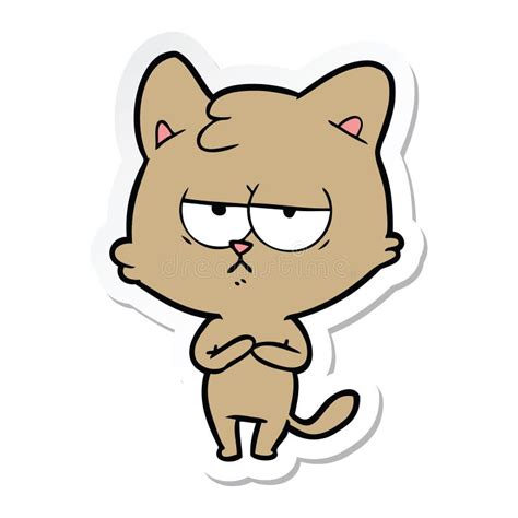 Sticker Of A Bored Cartoon Cat Stock Vector Illustration Of Hand
