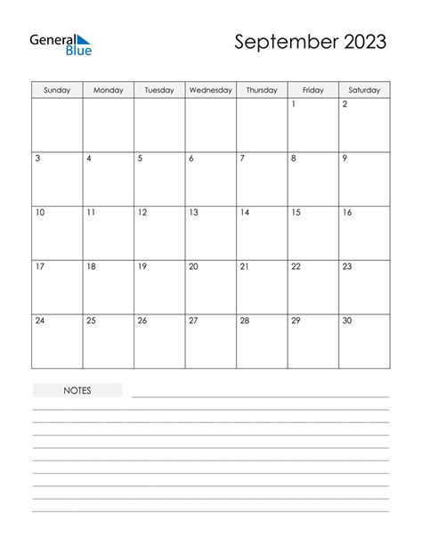 September 2023 Calendar Pdf Word Excel