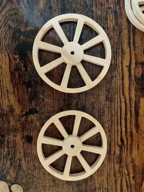 Set Of 4 Pine Model Wagon Wheels All Sizes Cannon Wheels Etsy