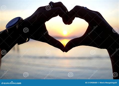 Heart Shape With Hands Gesture Closeup Of A Person Making Love Sign In