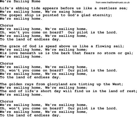 Baptist Hymnal Christian Song Were Sailing Home Lyrics With Pdf For