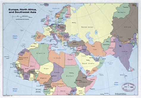 Большая подробная политическая карта Европы Северной Африки и Юго