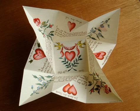 Victorian Puzzle Purse Fraktur Valentines Day Card Decoration Printed