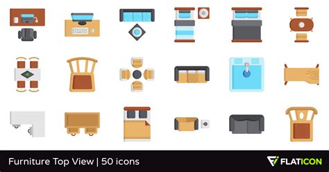 Furniture Top View 50 iconos premium (archivos SVG, EPS ... Top view interior furniture icons flat vector icons.