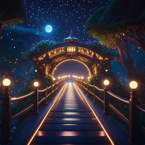 Fairyland Bridge Outside Of Time And Space Dreamy Romantic Night