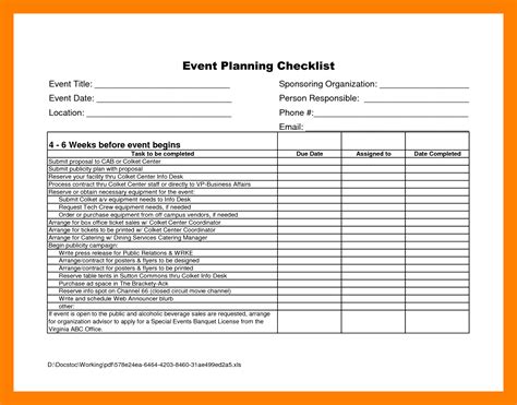Event Planning To Do List Template Doctemplates